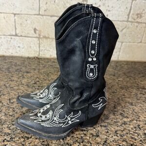 Roper Kids Western Cowboy Boots Black Rhinestone US 9‎ Toddler Little Kid